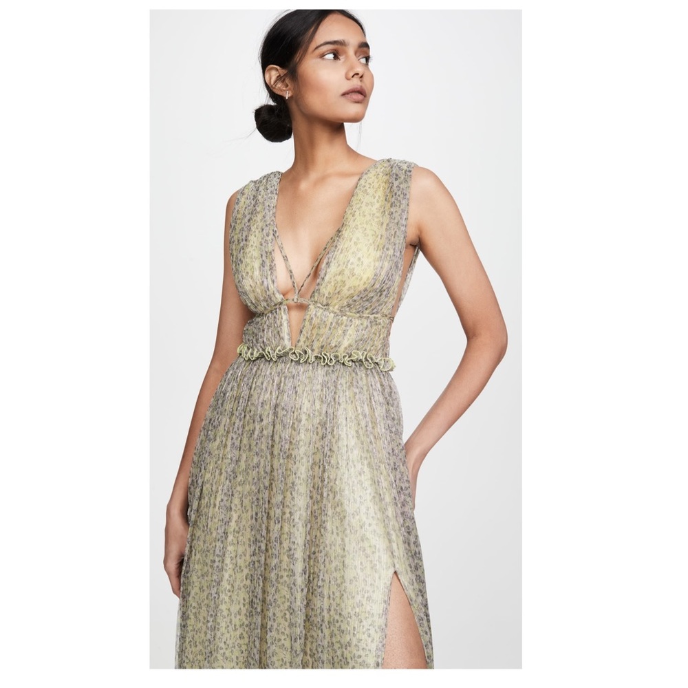 New! JONATHAN SIMKHAI Plisse Metallic Maxi Dress - Picture 3 of 14